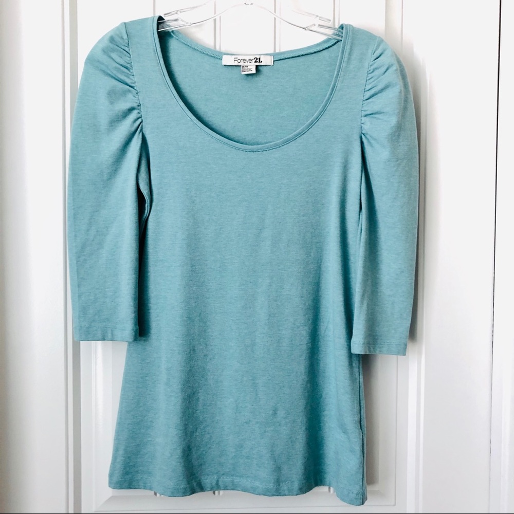 Forever21 3/4 Sleeve Turquoise Top size M